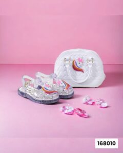 Kit Bolsa e Sandalia Unicornio Branco Baby