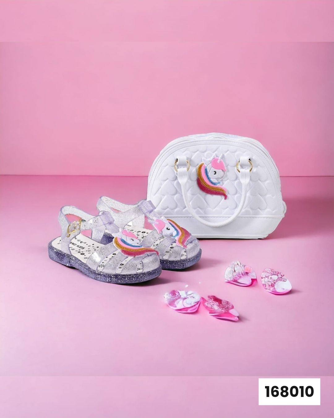 Kit Bolsa e Sandalia Unicornio Branco Baby